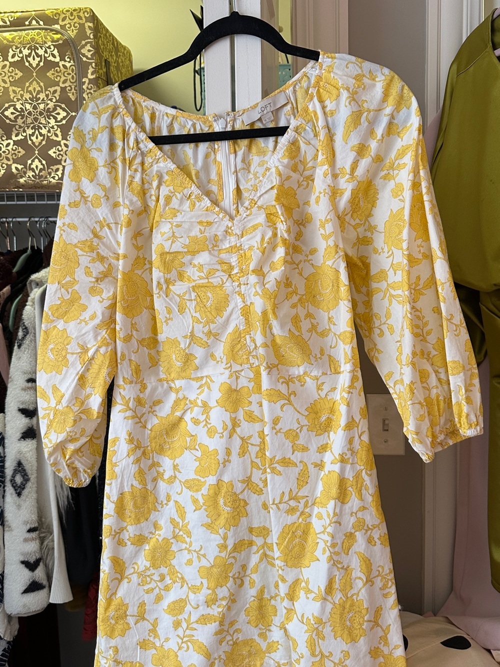 LOFT White Mini Dress with Yellow Floral Print - Picture 2 of 2